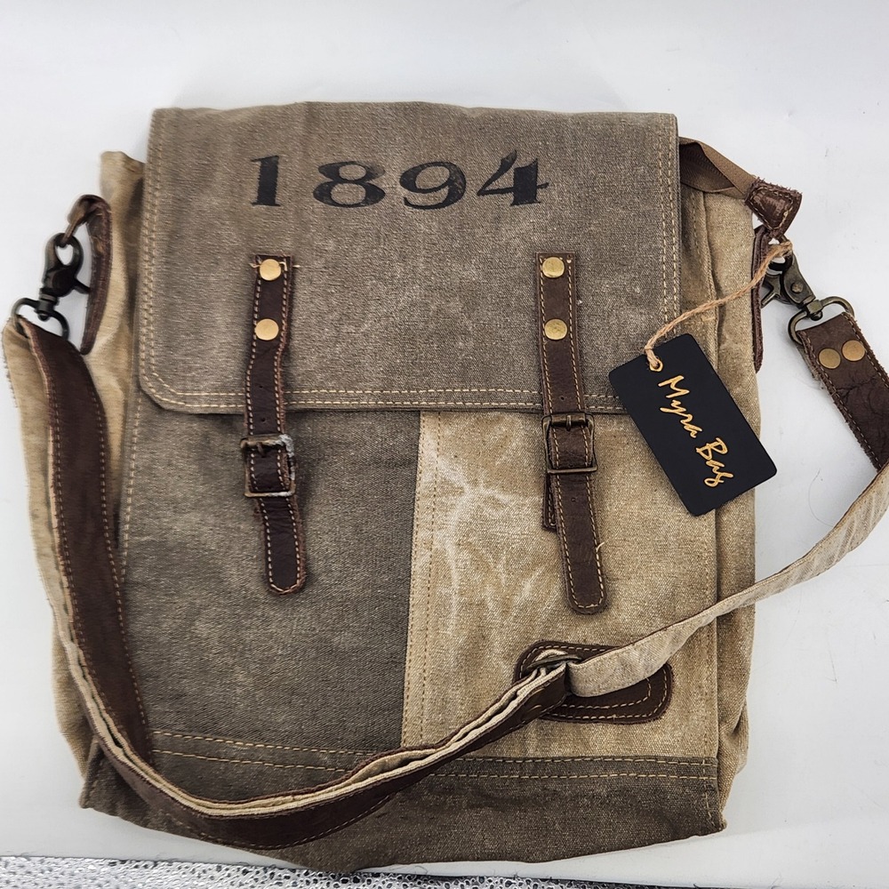 Myra Bag 1894 Messenger Bag Canvas Leather Crossbody Western Rustic Tote